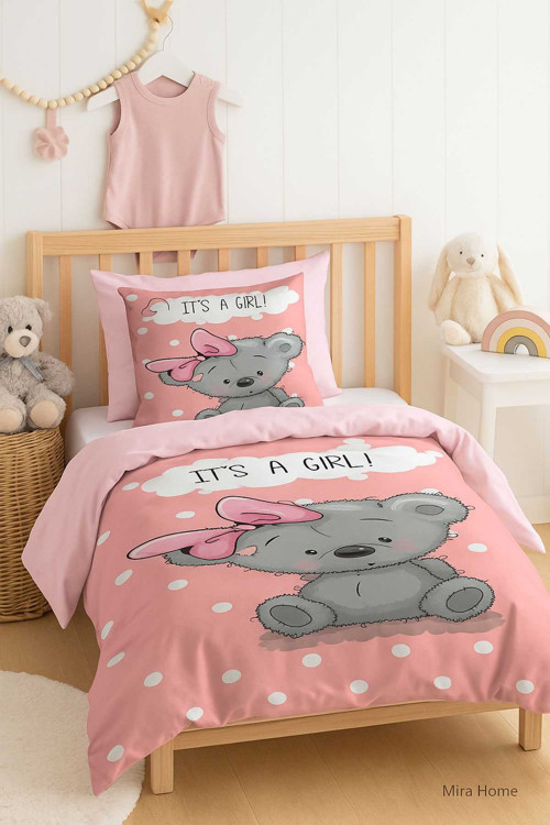 Yenidoğan Kız Bebek Nevresim Takımı Pamuklu İts A Girl