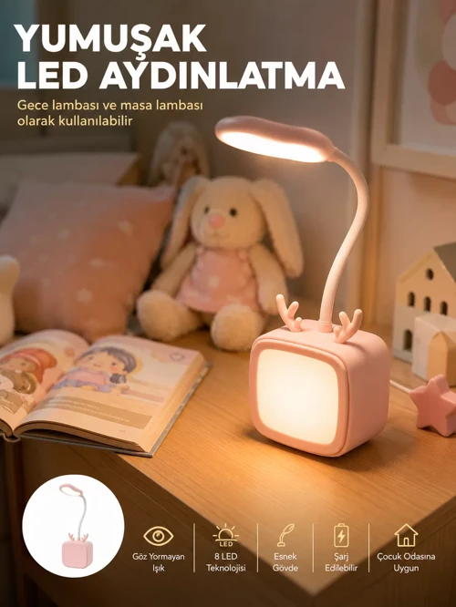 Led Masa Gece Lambası Dekoratif Şarjlı Tasarım