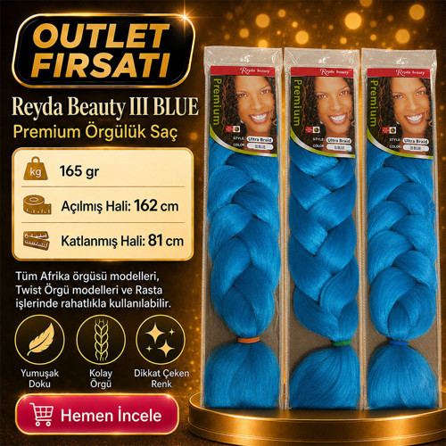 3 Paket / Afrika Örgüsü Ve Rasta İçin Sentetik BLUE3