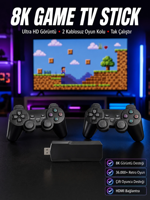 8K Game Box 36500 Oyunlu Game Stick Oyun Konsolu
