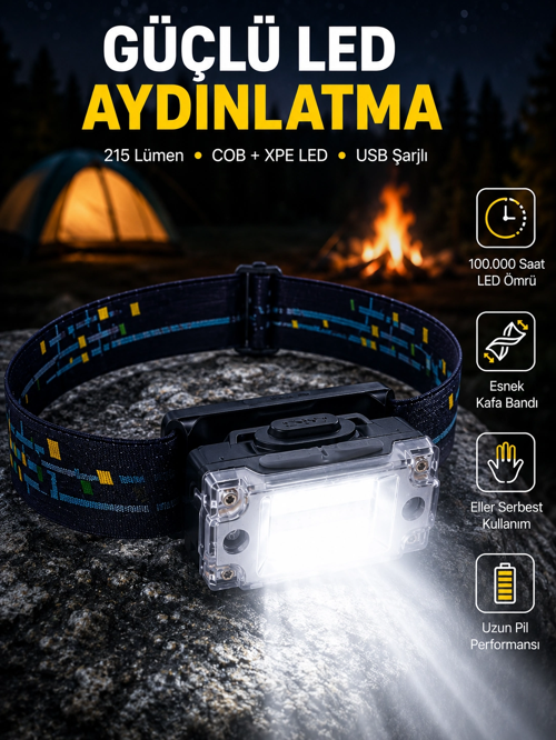 Taşınabilir Şarjlı Led Fener Xpe95Lm Cob120Lm Gövde Yeni Nesil