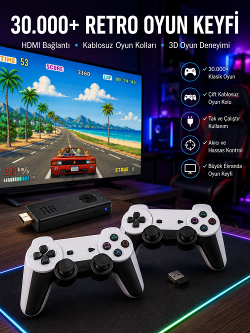 Joystick Çift Kollu Oyun Kolu Oyun Yüksek Çözünürlüklü 3D Game Yeni Nesil