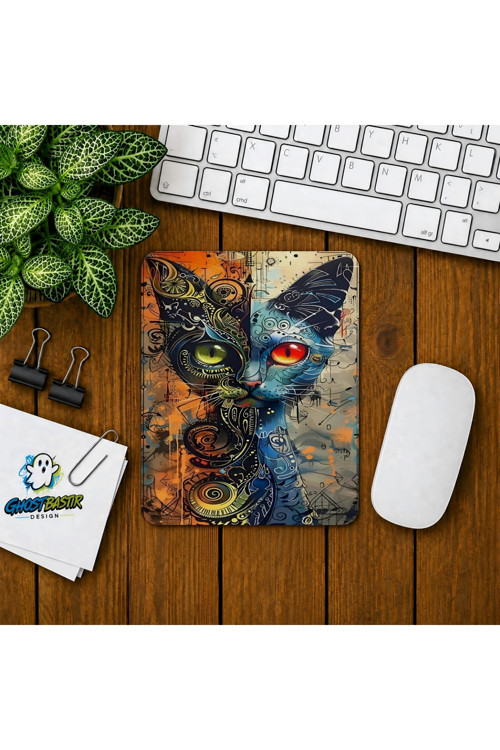 Soyut Kedi Baskılı Oyuncu Mousepad 0280