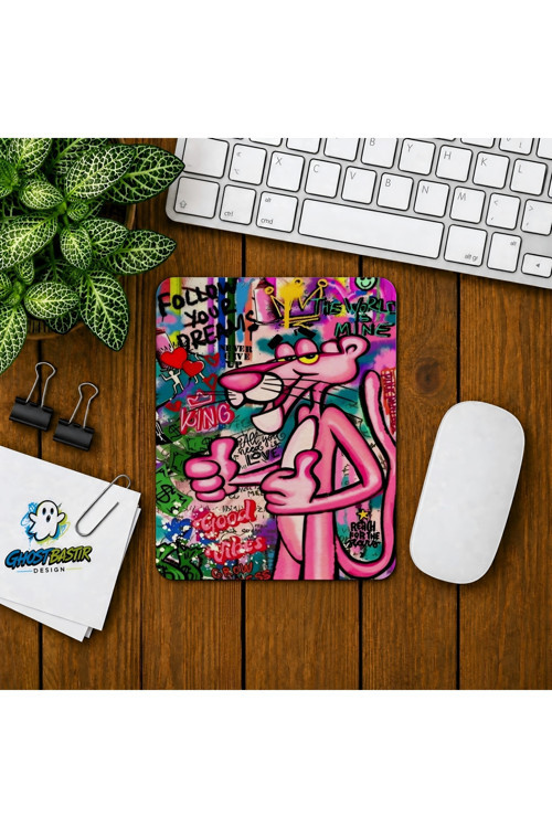 Pembe Panter Baskılı Oyuncu Mousepad 0228