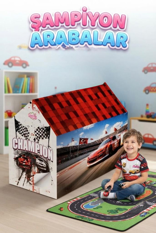 Şampiyon Arabalar Çocuk Oyun Çadırı 100 x 100 CM Ev ve Bahçe İçin Eğlenceli Oyun Evi