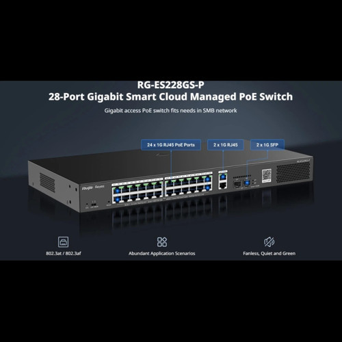 Reyee Rg-es228gs-p 28port ,24 Port Poe 370w, 2port Gigabit Uplink, 2 Port Sfp, Colud Yönet