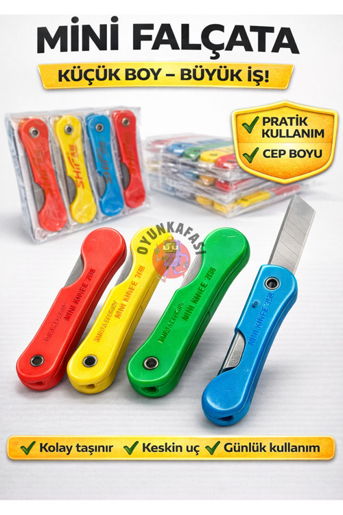Mini Falçata | 1 Adet Cep Boy Katlanır Maket Bıçağı Pratik Kesim Aracı
