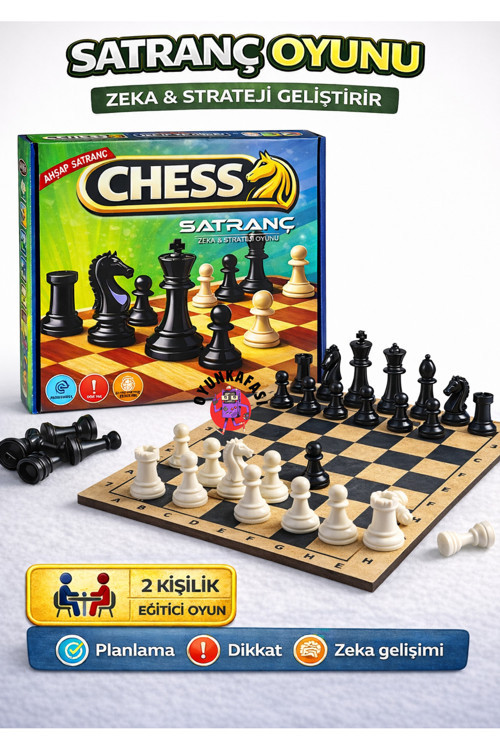 Chess Ahşap Satranç Seti 2 Kişilik | Zeka Geliştirici Eğitici Oyun