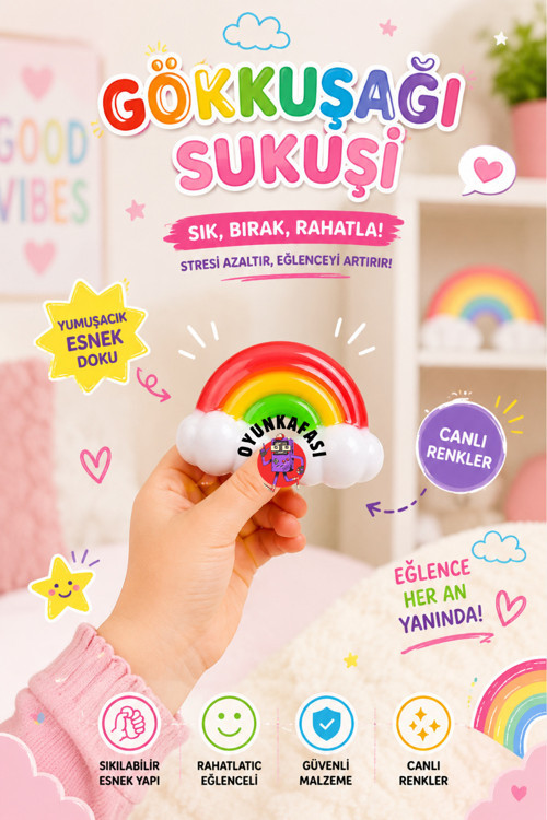 Gökkuşağı Sukuşi Oyuncak Squishy Jel Oyuncak Sık Bırak 1 Adet