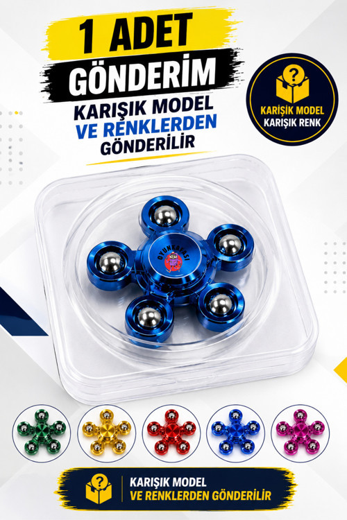 Metal Fidget Spinner Parmak Oyuncağı Metalik Renkli Stres Çarkı 1 Adet Karışık Model