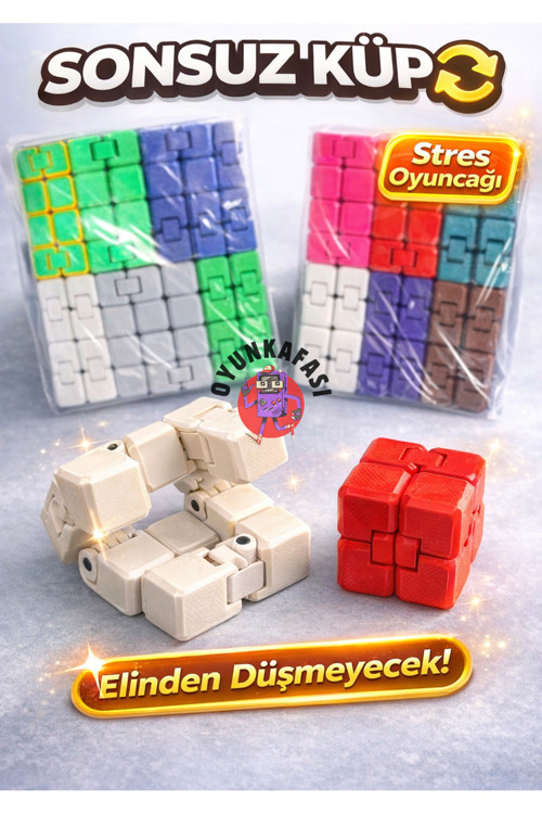 Sonsuz Küp Infinity Cube Stres Oyuncağı 8X4 Cm Katlanabilir Fidget Oyuncak Renkli El Oyuncağı