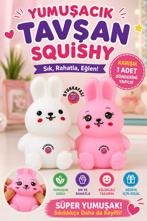 Yumuşacık Tavşan Squishy – Ultra Yumuşak Stres Giderici Sevimli Squishy Oyuncak | Karışık 1 Adet Gönderilir