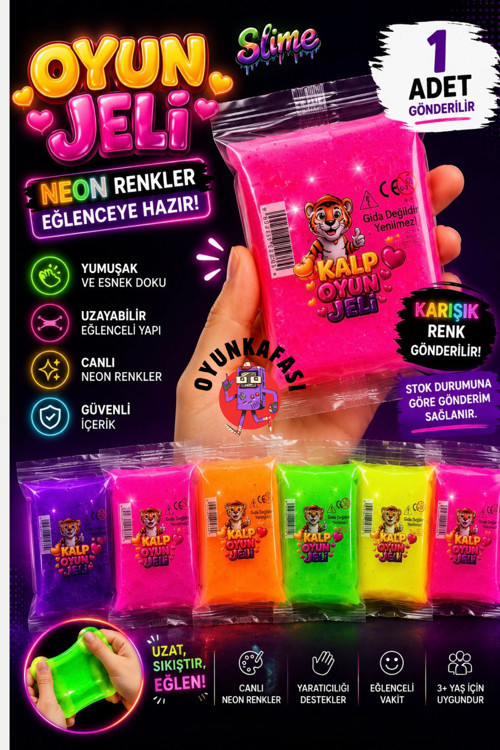 Neon Oyun Jeli Slime Oyuncak Karışık Renk Gönderilir Esnek Jel 1 Adet