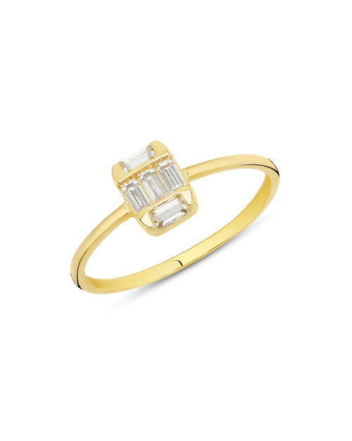 14 Ayar Altın Işıltılı Baget Yüzük