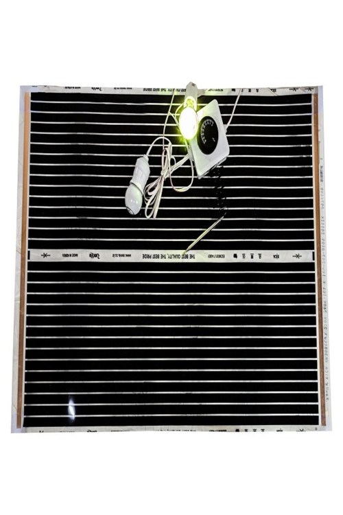 50X80 Çift Duylu Analog Termostatlı 100W Kırmızı Renkli Isı Ampüllü Full Set Karbon Film Isıtıcı