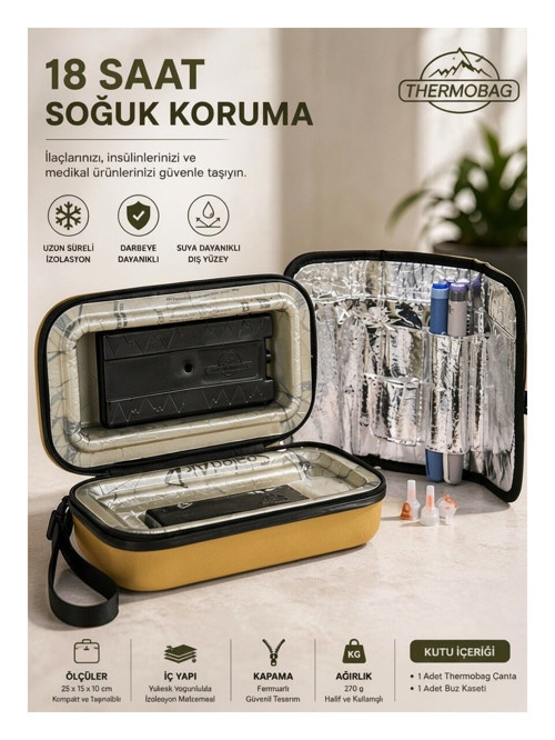İzotermik Soğutuculu İnsülin Taşıma Çantası 25x11x14 cm Ergonomik Tasarım ile Konforlu Kullanım