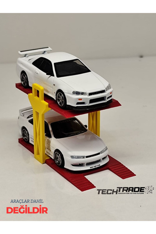 1/64 Ölçek Diorama 2 Araçlık Lift Sarı-Kırmızı
