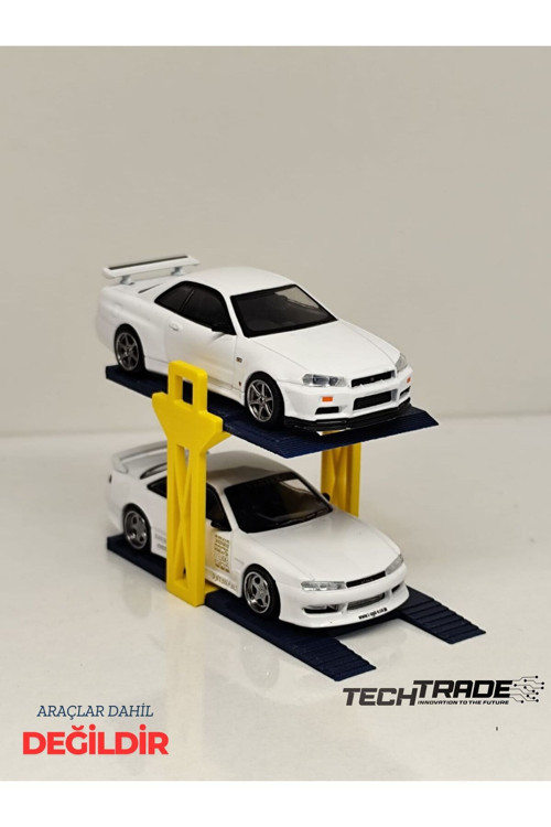 1/64 Ölçek Diorama 2 Araçlık Lift Sarı-Lacivert