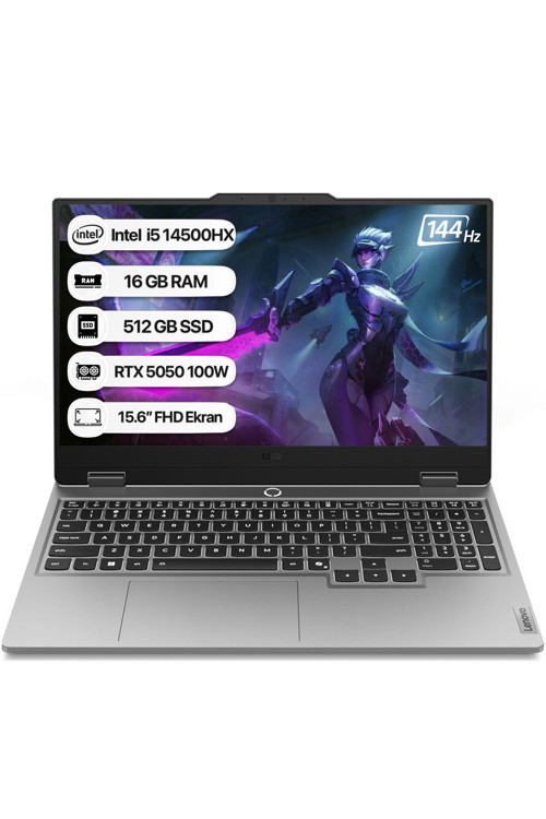 LOQ Intel Core i5 14500HX 16GB 512GB SSD RTX5050 Freedos 15.6" Taşınabilir Bilgisayar 83JE0128TR