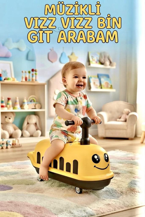 Vız Vız Bin-Git Arı Temalı Çocuk İlk Arabam - Müzikli ve Işıklı Eğlenceli Eğitici Oyuncak