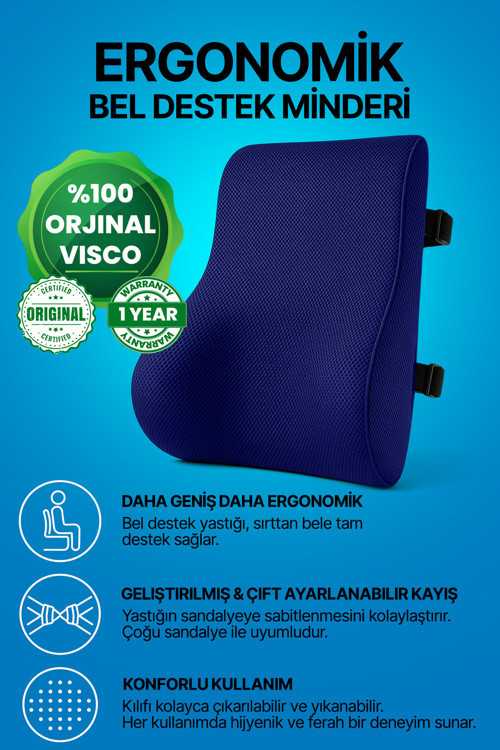 Ortopedik Visco Bel Destek Yastığı Hafızalı Sünger Araç ve Ofis Koltuğu İçin Ergonomik Bel Desteği