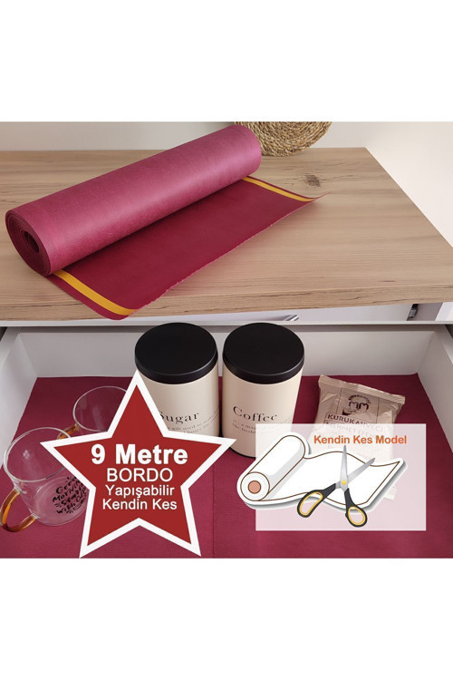 Yapışabilir Bordo 9mt Kendin Kes Kaymaz-kaydırmaz Çekmece Dolap Düzenleyici/ Buzdolabı/ Raf Örtüsü
