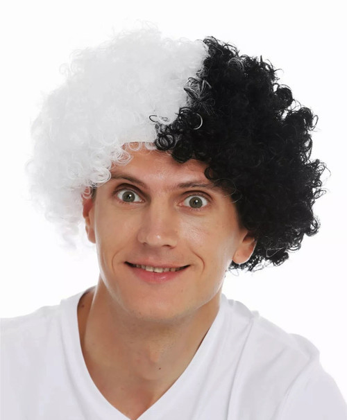 Siyah Beyaz Kıvırcık Afro Bonus Peruk Taraftar Bonus