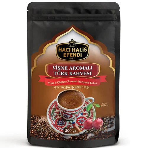 Vişne ve Çikolata Aromalı Türk Kahvesi 200 gr Yumuşak İçimli Doypack
