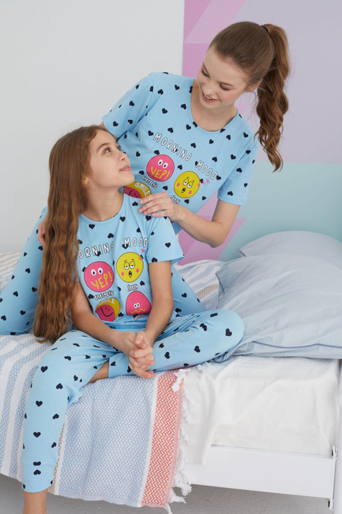 çok renkli Pamuklu Örme Pijama Takım