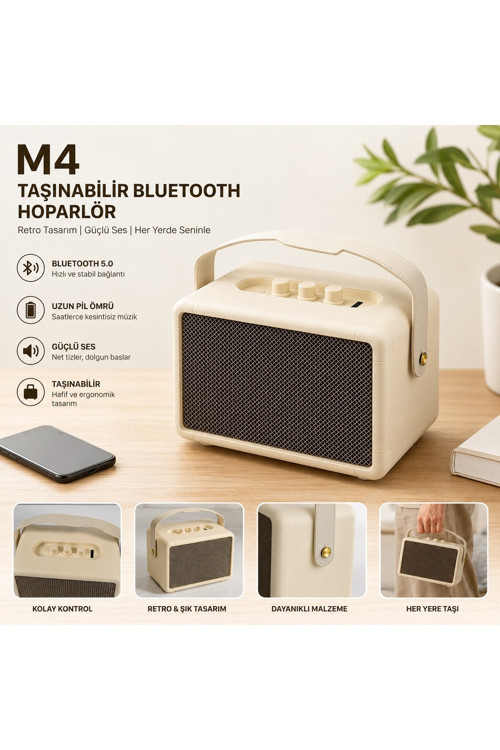 M4 Kılburn II Bluetooth Speaker Şarjlı Taşınabilir Kablosuz Hoparlör 60W Party Box 100DB Bass ve Tizz Ayarı Hafıza Kartı ve Usb Girişli Hoparlör