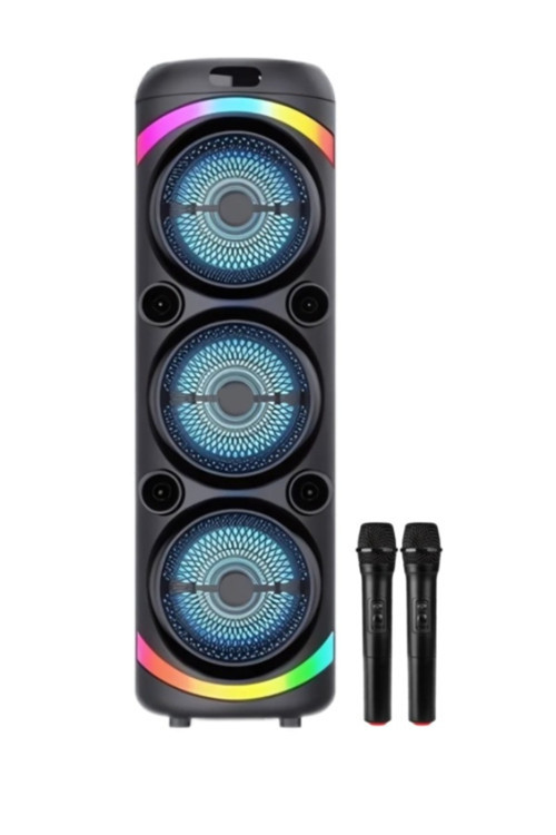 BÜYÜK BOY ÇİFT KABLOSUZ MİKROFONLU BLUETOOTH HOPARLÖR KABLOSUZ SPEAKER 3X8İNÇ