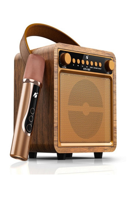 Subwoofer Karaoke kablosuz Mikrofonlu Hoparlör Usb Tf Kart Mp3 Çalar Şarjlı Bluetooth Speaker