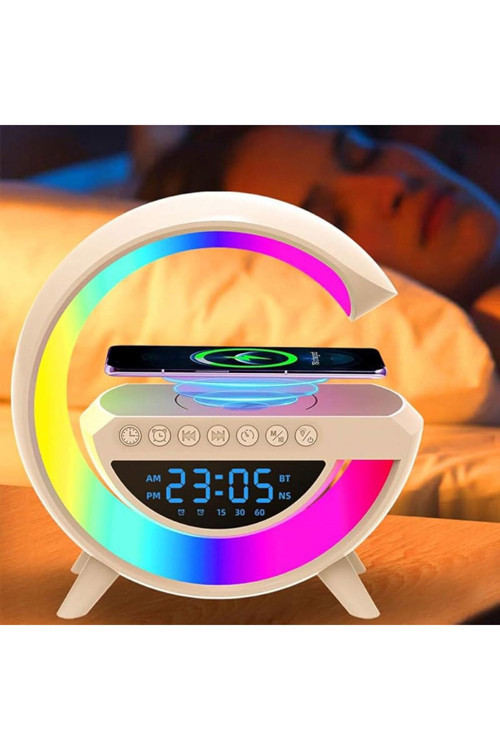 BT-3401 Bluetooth G Hoparlör Masa Saati Alarm Wireless Şarj Müzik Çalar Kablosuz Taşınabilir Speaker