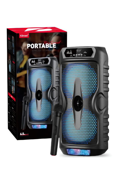 KABLOSUZ MİKROFONLU BLUETOOTH HOPARLÖR ŞARJLI TAŞINABİLİR SPEAKER 2X15W