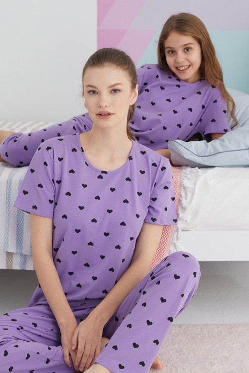 çok renkli Pamuklu Örme Pijama Takım