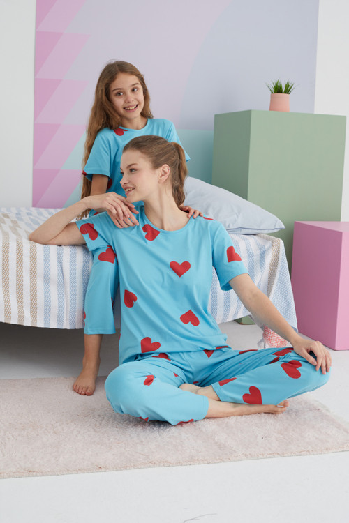 çok renkli Pamuklu Örme Pijama Takım