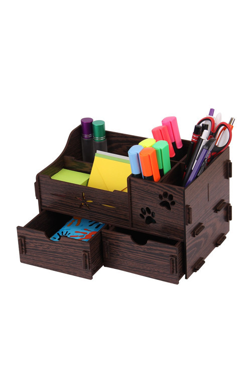 Dekoratif Masa Üstü Ahşap Organizer Kalemlik Kal_15_Wenge