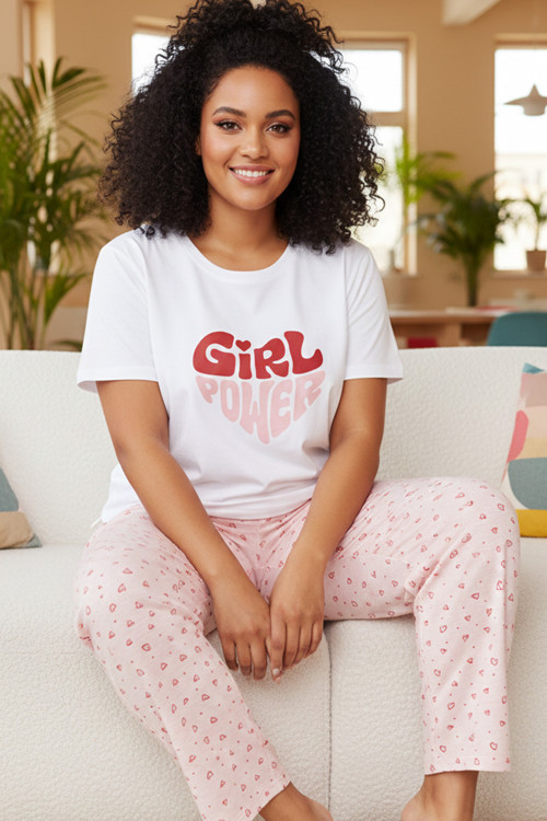 desenli Pamuklu Büyük Beden Battal Boy Örme Pijama Takım