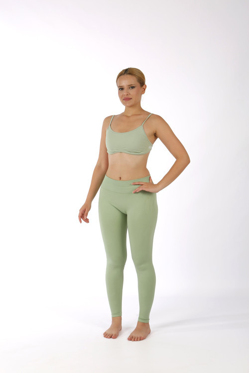 Büzgü Detaylı Destekleyici Sporcu Sütyeni Light Green