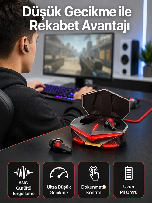 Bluetooth Kulaklık Hd Ses Kaliteli Işıklı Metal Kasa Ios Android Uyumlu Mikrofonlu