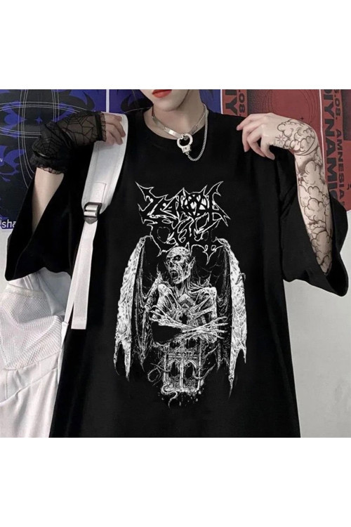 Gothic Devil Unisex Siyah Oversize T-shirt Devıls1