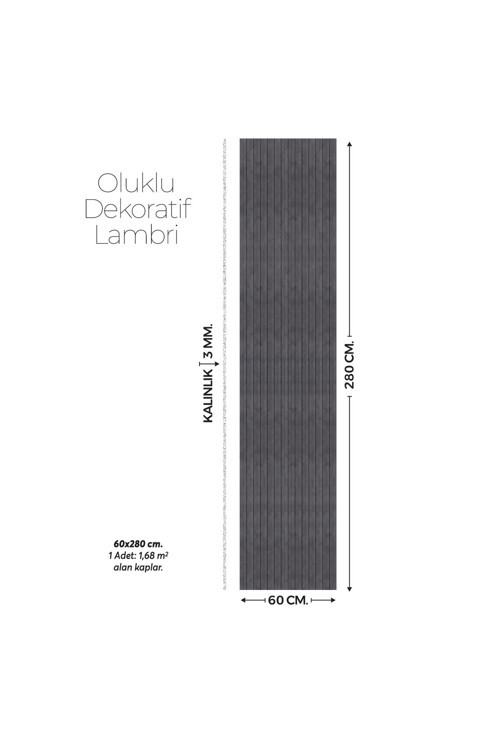 Koyu Kahve Ahşap Desen Duvar Lambiri 60x280 Cm-Kendinden Yapışkanlı