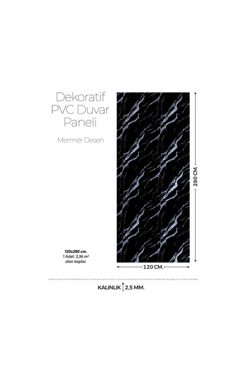 120 Cm x 280 Cm Duvar Paneli,salon,duvar,tv Ünitesi-Siyah Mermer Desen