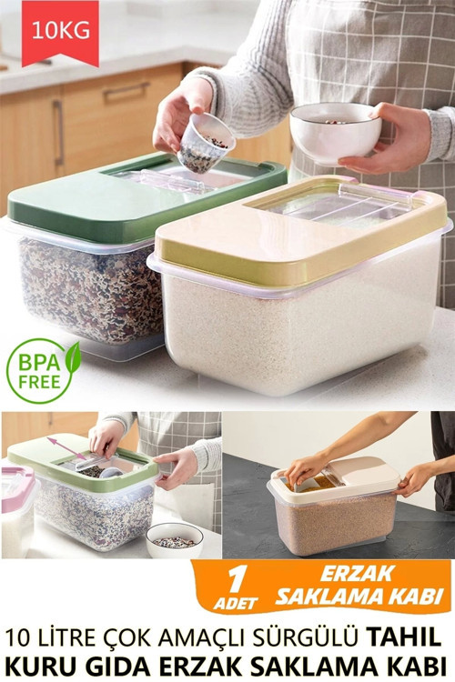 Multibox Tahıl Mama Bakliyat Un Vs. Şeffaf Sürgülü Kapak Erzak Saklama Kabı !