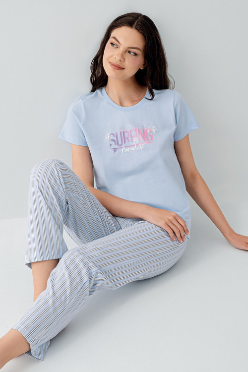 Kadın Mavi Pijama Takım