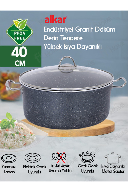Sanayi Tipi Granit Döküm Büyük Boy Derin Tencere İşyeri Lokanta Boy 34-36-38-40 CM