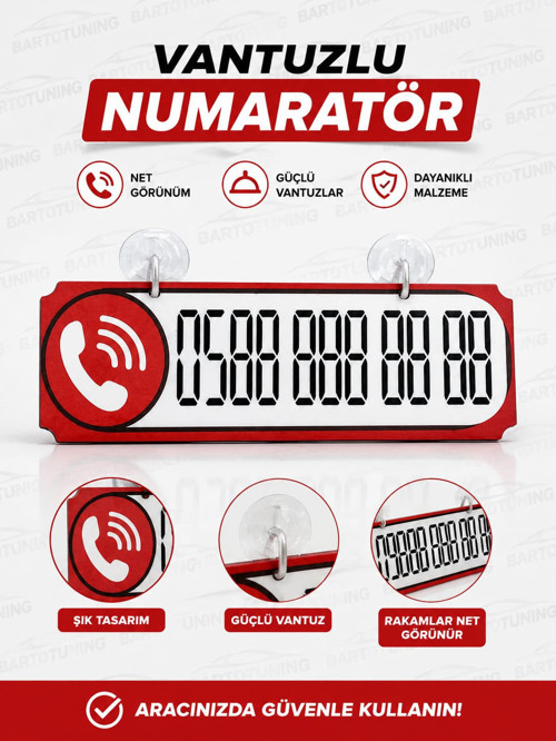 DS Automobiles DS 5 Uyumlu Dekor Plakalı Numaratör Kırmızı 20,5 X 7,5 ŞHN