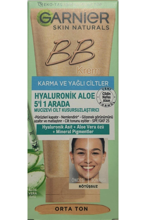 Bb Krem Karma Ve Yağlı Ciltler Orta Ton 5İ1 Arada Hyaluronik Aloe 50Ml