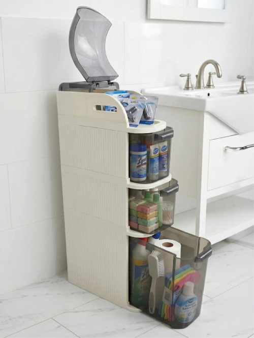 XL Pro Slim Tekerlekli Çok Amaçlı Banyo Ve Mutfak Dolabı Şeffaf Çekmeceli Dar Alan Düzenleyici Organizer