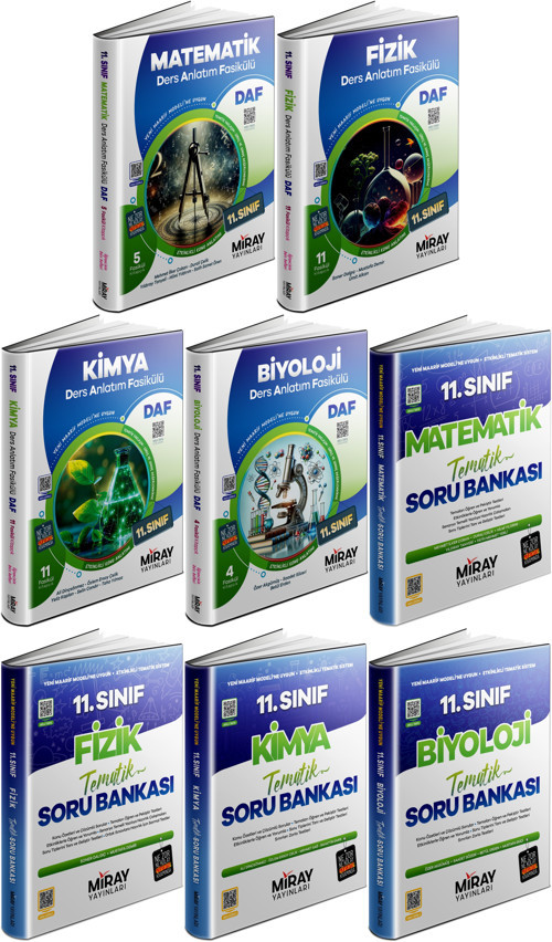 Miray 2027 11. Sınıf Matematik + Fizik + Kimya + Biyoloji Ders Anlatım Fasikülleri + Tematik Soru 8 Kitap Maarif Model